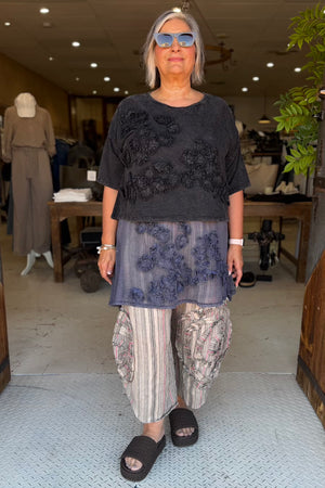 CROP T-SHIRT SHORT SLEEVE - ANEMONE BLACK