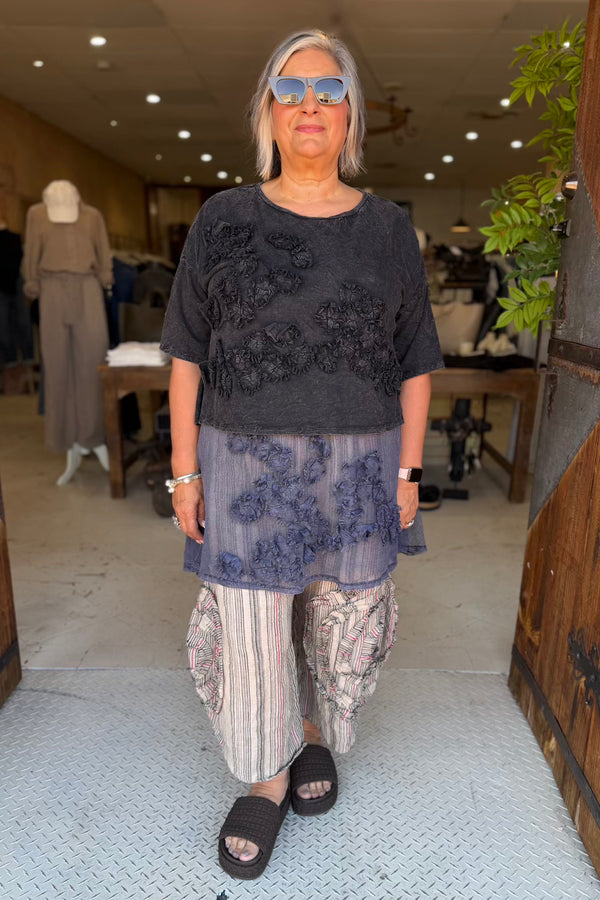 CROP T-SHIRT SHORT SLEEVE - ANEMONE BLACK