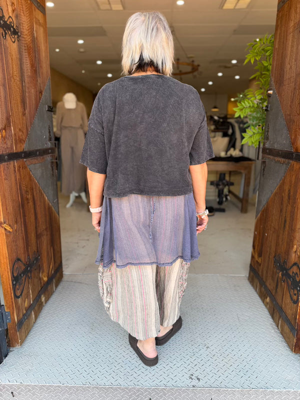 CROP T-SHIRT SHORT SLEEVE - ANEMONE BLACK