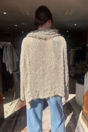 HAND LOOM TOP WITH COLLAR LINEN - SAND