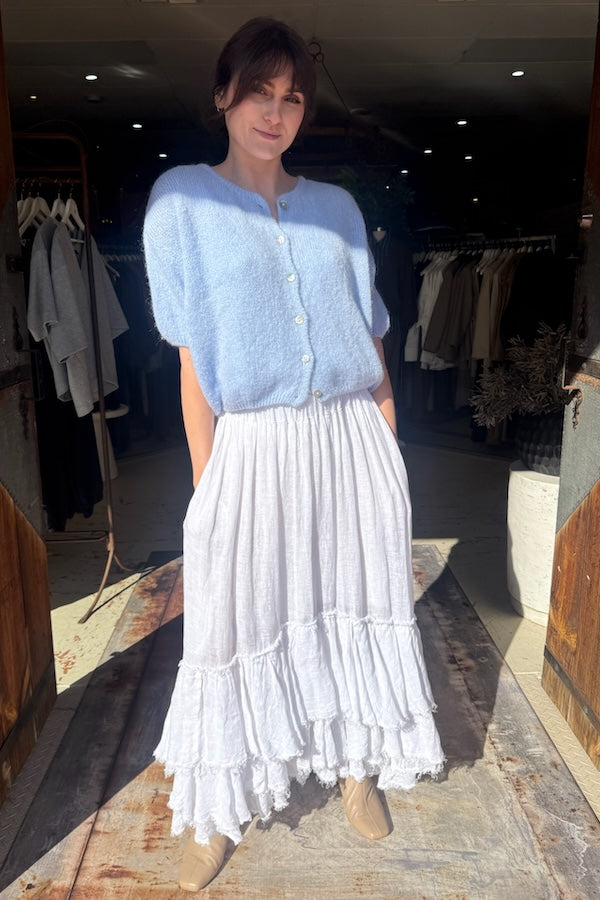 SWAN SKIRT (LINEN) GAUZE WHITE