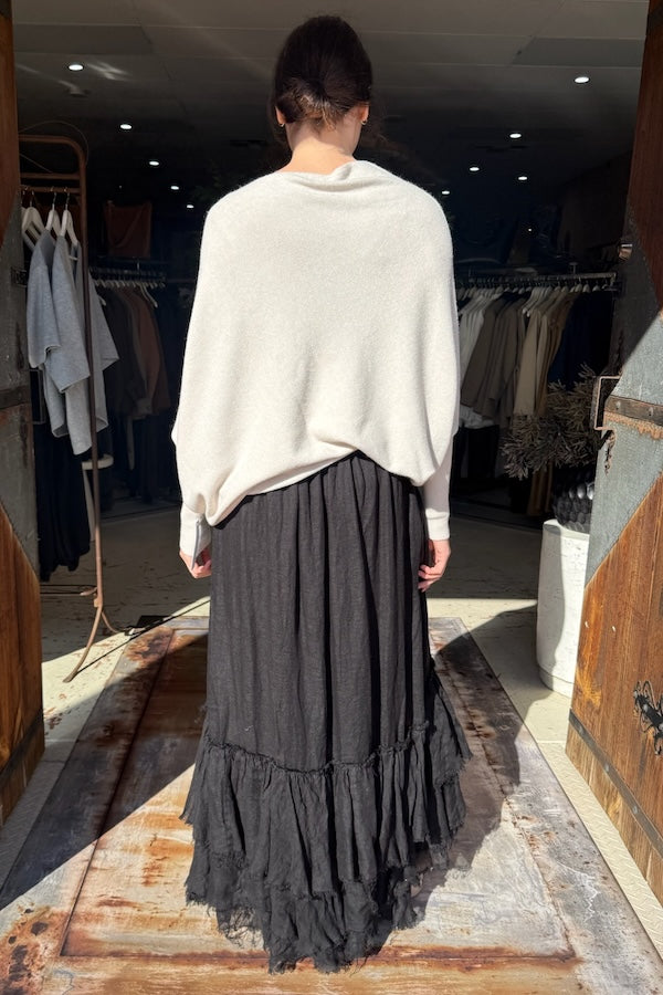 SWAN SKIRT (LINEN) GAUZE - BLACK