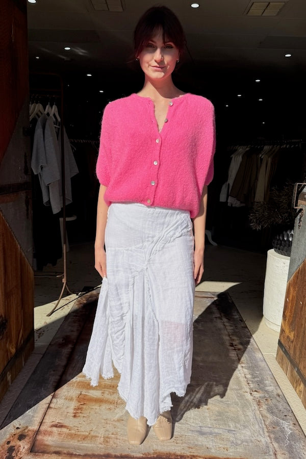 AMANO HOURGLASS GODET SKIRT (LINEN GAUZE) WHITE