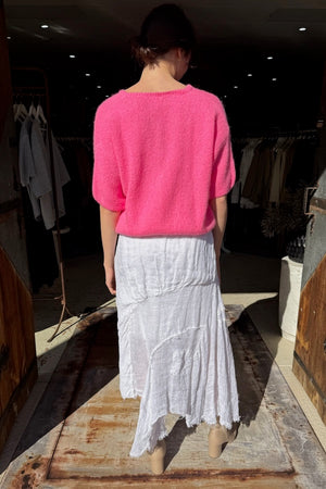 AMANO HOURGLASS GODET SKIRT (LINEN GAUZE) WHITE