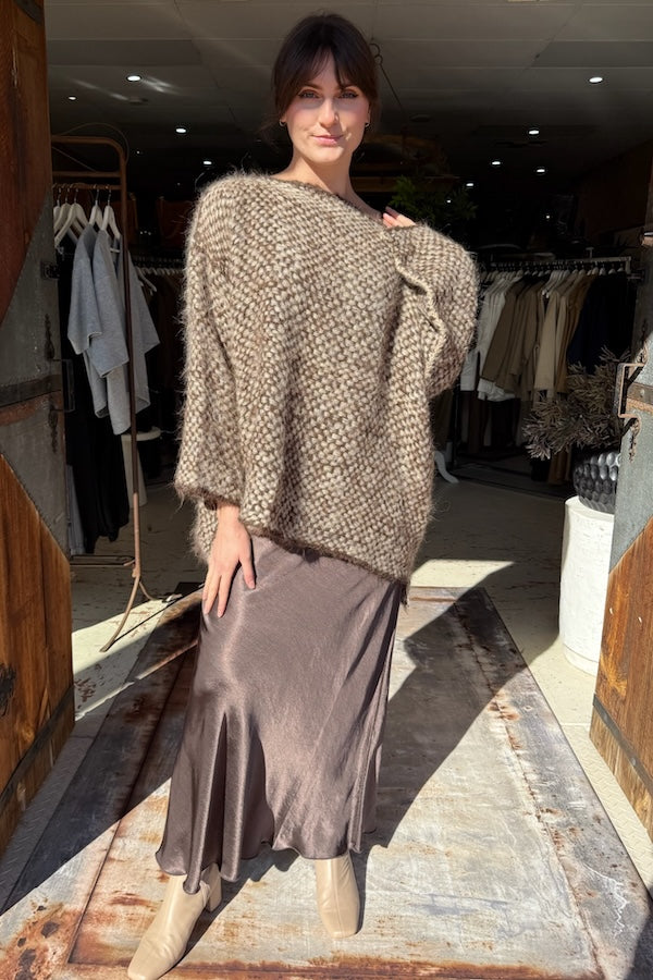 HANDWOVEN SURI ALPACA TUXEDO SWEATER - TWO TONE