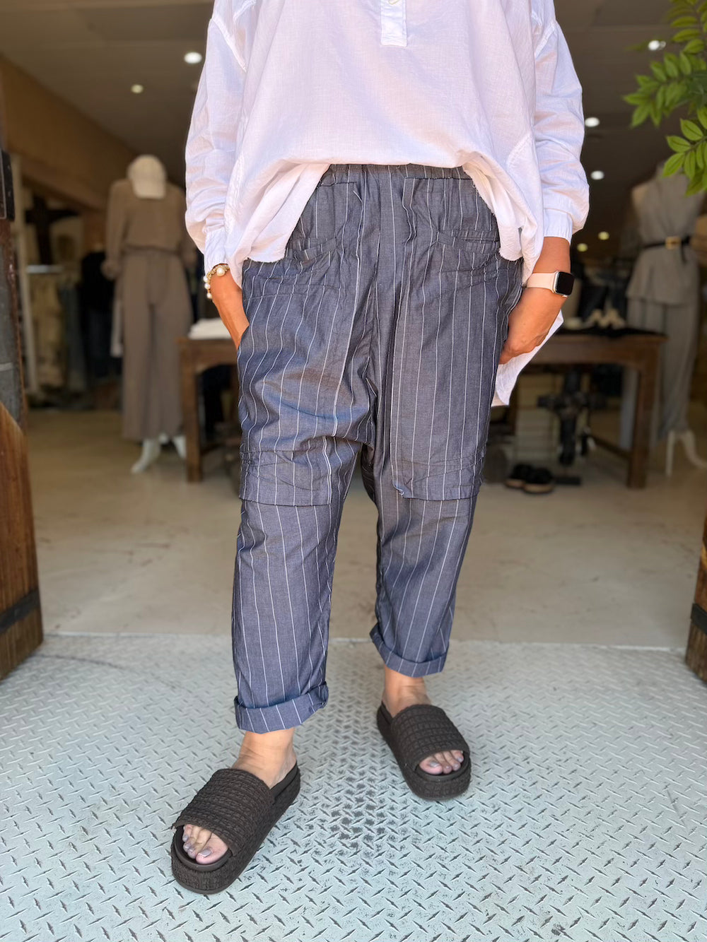 BARN PANTS - ASH STRIPED