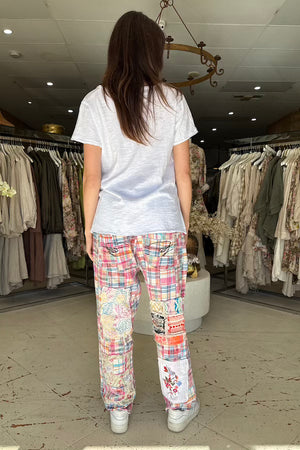 TRAVELING ON PANTS - BLUE/PINK PLAID