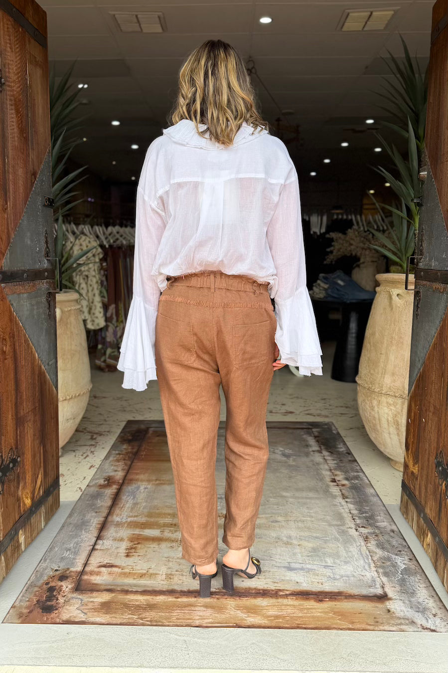 SHETLAND PANT LINEN - HAZELNUT
