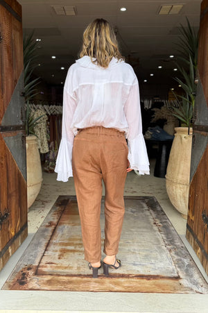 SHETLAND PANT LINEN - HAZELNUT