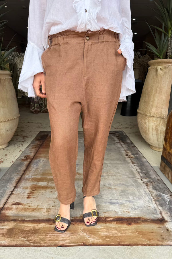 SHETLAND PANT LINEN - HAZELNUT