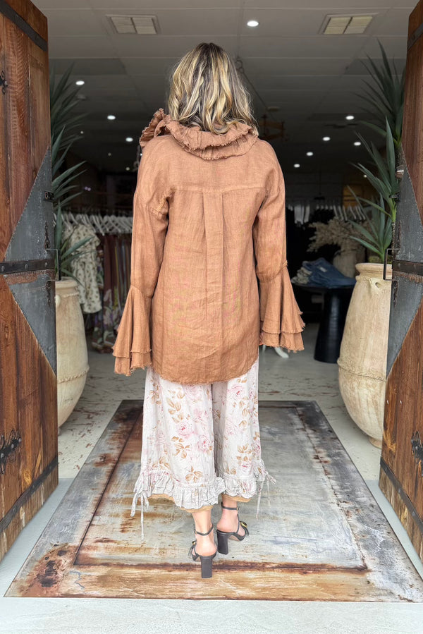 PIERROT SHIRT LINEN - HAZELNUT