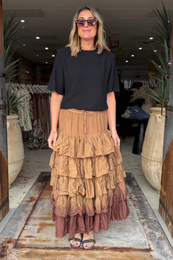 CAROUSEL SKIRT SILK - HAZELNUT