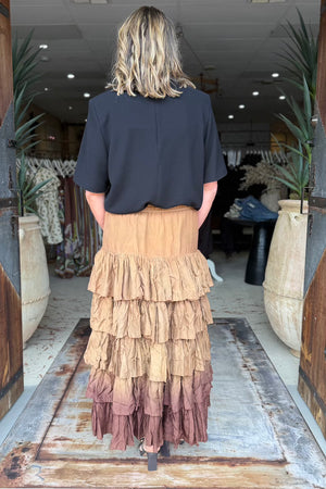 CAROUSEL SKIRT SILK - HAZELNUT