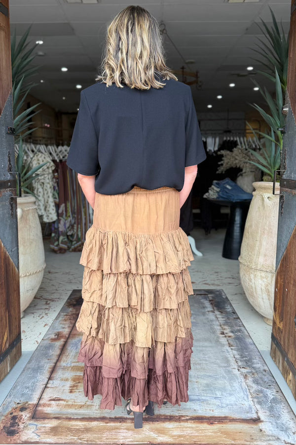 CAROUSEL SKIRT SILK - HAZELNUT