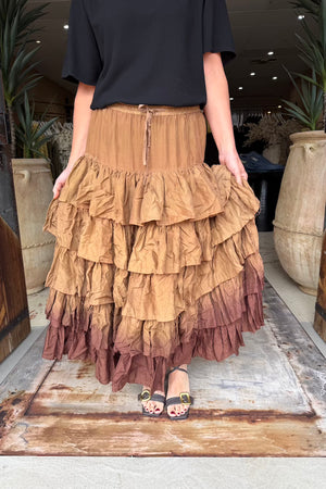 CAROUSEL SKIRT SILK - HAZELNUT