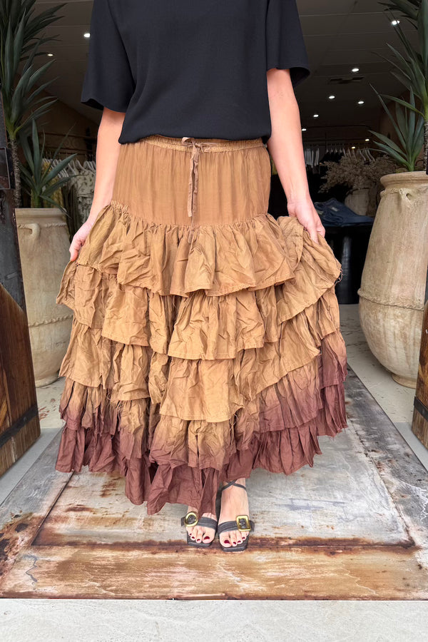 CAROUSEL SKIRT SILK - HAZELNUT