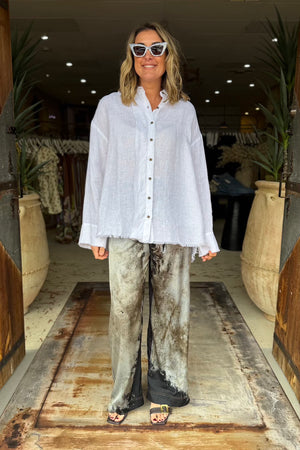 BOYFRIEND SHIRT LINEN - WHITE