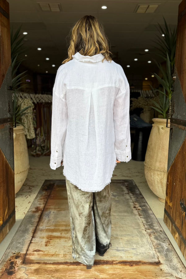 BOYFRIEND SHIRT LINEN - WHITE