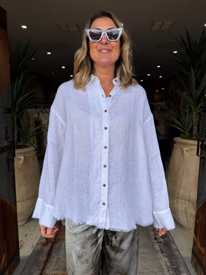 BOYFRIEND SHIRT LINEN - WHITE