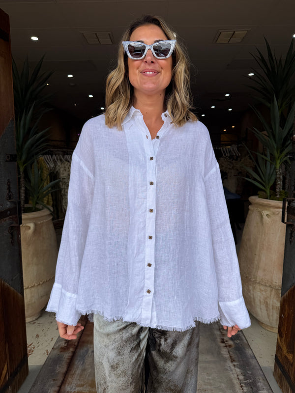 BOYFRIEND SHIRT LINEN - WHITE