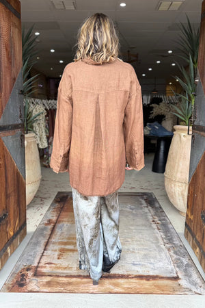 BOYFRIEND SHIRT LINEN - HAZELNUT