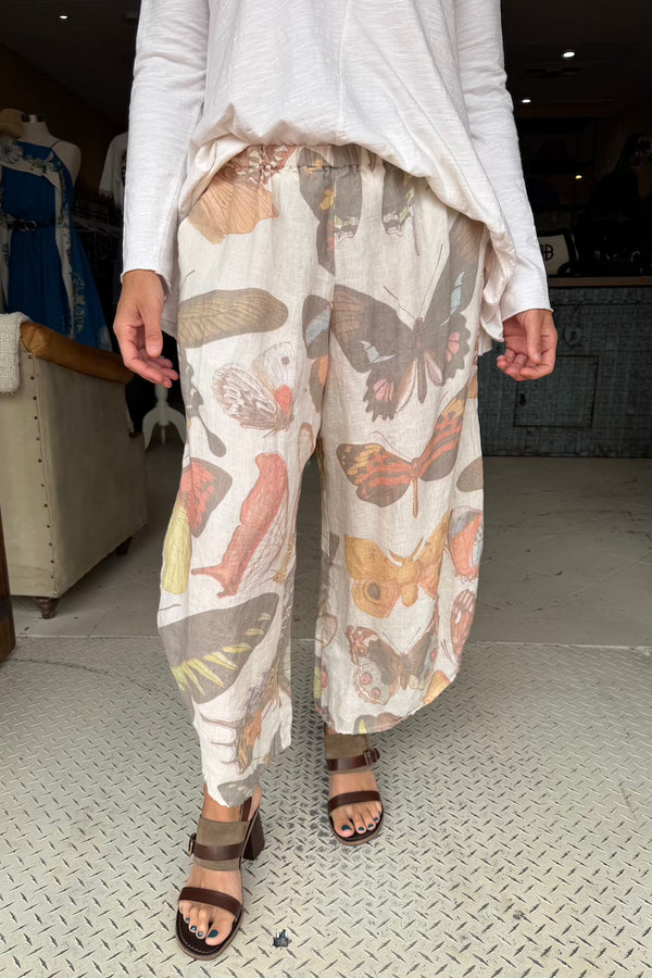BASIC PANTS - CREAM FADED BUTTERFLY