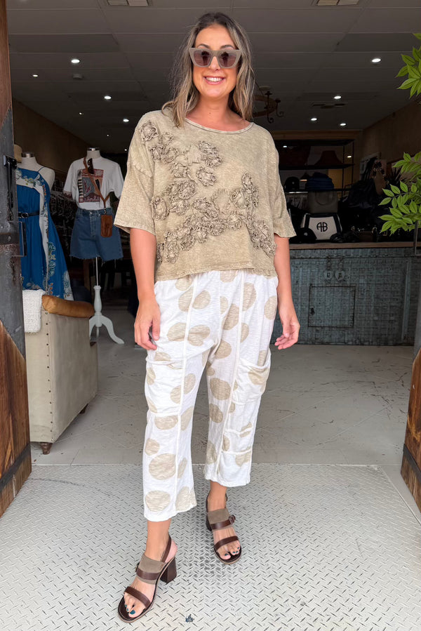 CROP ANEMONE T-SHIRT SHORT SLEEVE - LIGHT UMBER