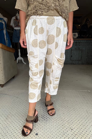 SEAMED JOGGERS - WHITE POLKA DOT