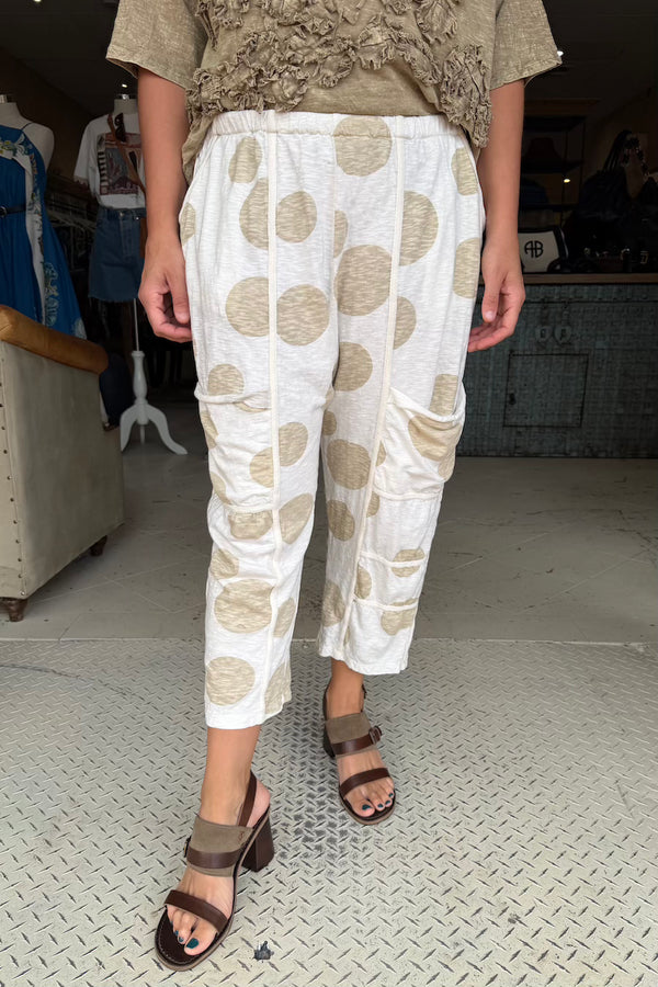 SEAMED JOGGERS - WHITE POLKA DOT