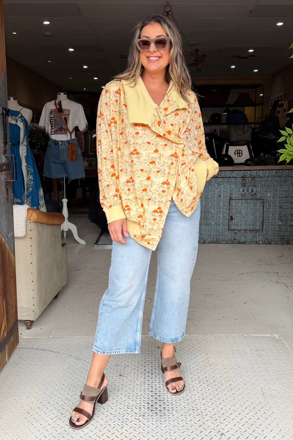 UTAH CARDIGAN - HUSK/POPPY SKETCH