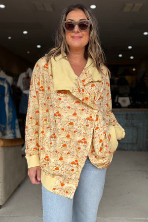 UTAH CARDIGAN - HUSK/POPPY SKETCH