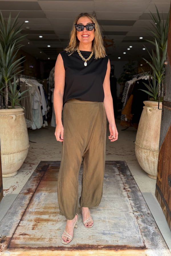 SUNA WRAP PANTS - SEPIA