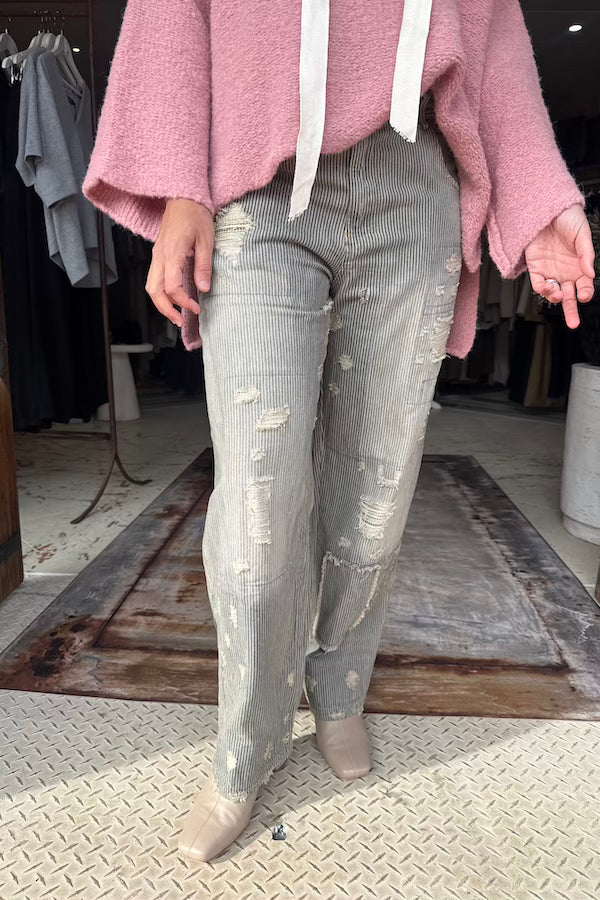 PEACE AND LOVE JEANS - MIDNIGHT RAILROAD STRIPE