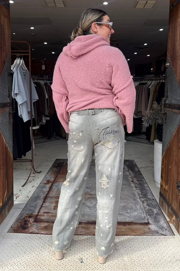PEACE AND LOVE JEANS - MIDNIGHT RAILROAD STRIPE