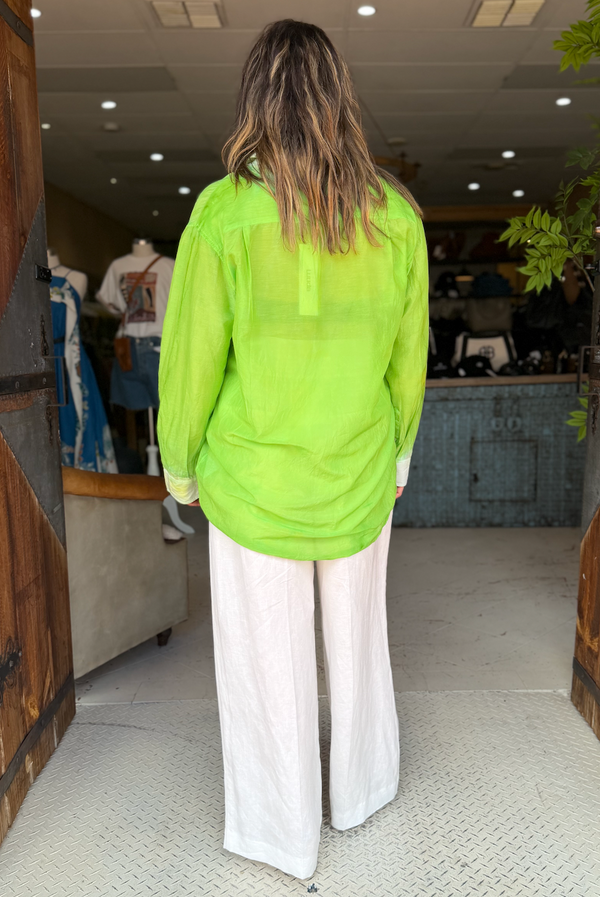 SILK COTTON COOL SHIRT - PARAKEET