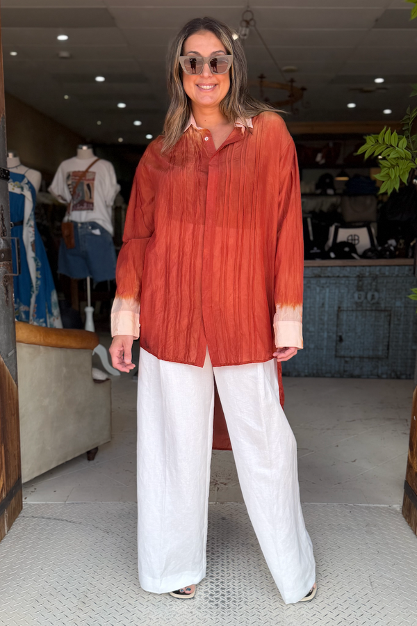 SILK COTTON COOL SHIRT - CINNAMON