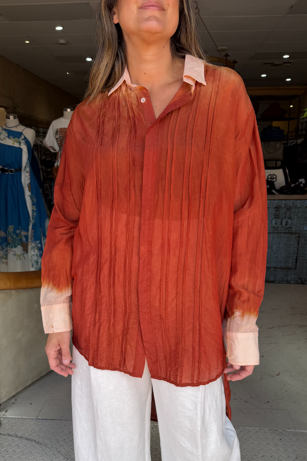 SILK COTTON COOL SHIRT - CINNAMON