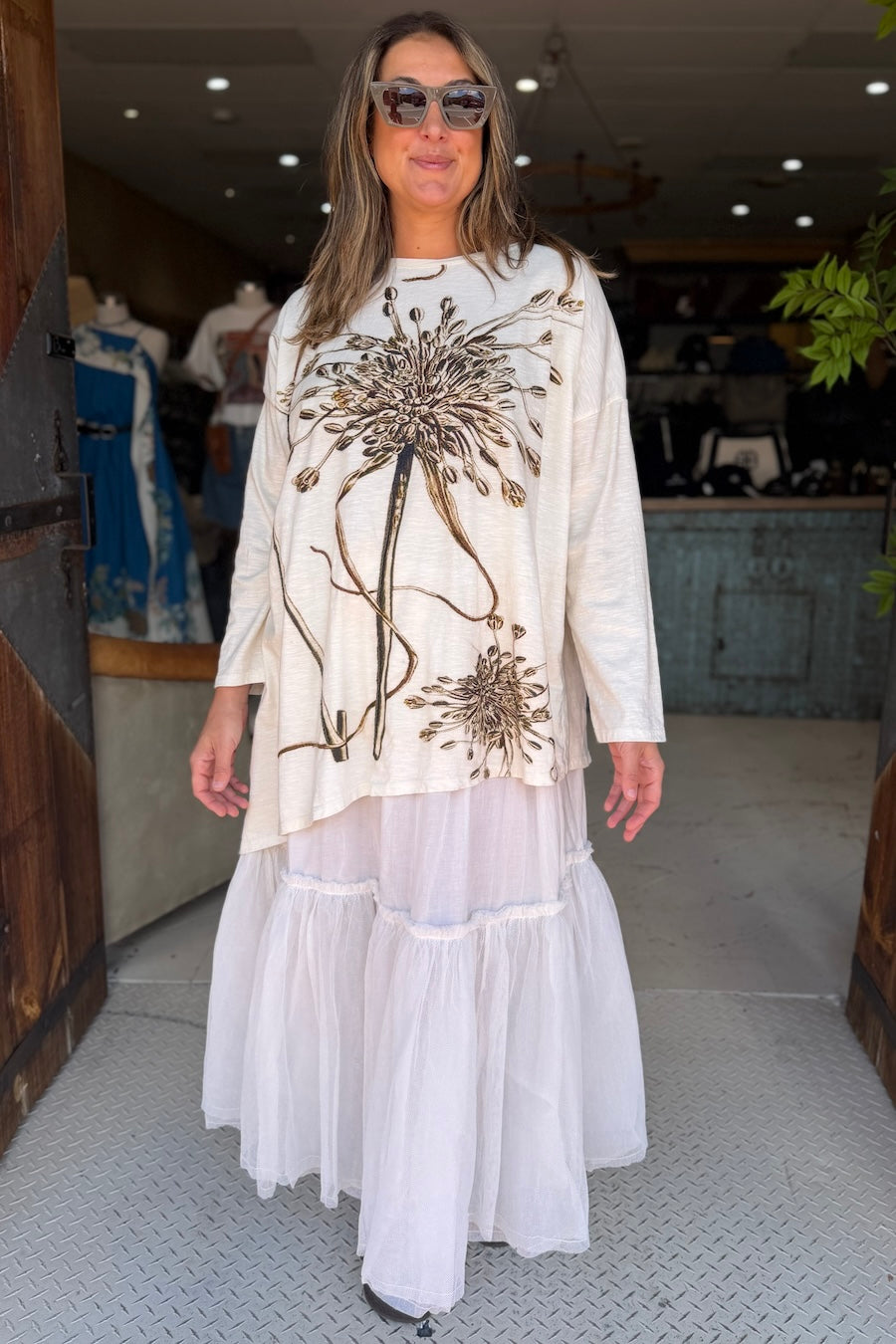 SEED POD T-SHIRT LONG SLEEVE - CREAM