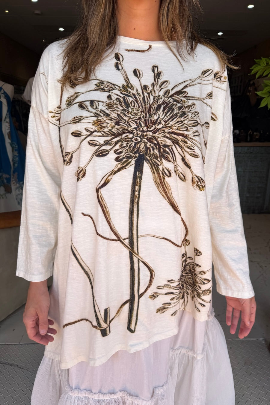 SEED POD T-SHIRT LONG SLEEVE - CREAM