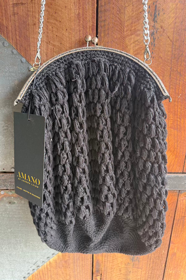 AMANO LINEN CROCHET HANDBAG - LARGE