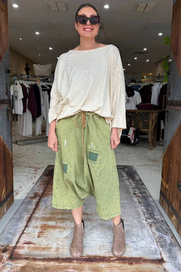 EARTHSONG HAREM PANTS - OLIVE