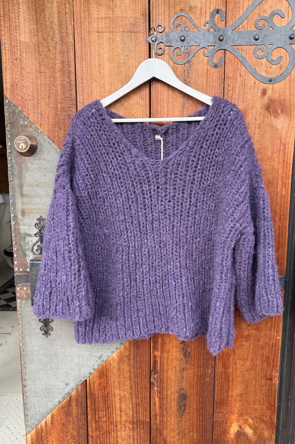 V-NECK KNIT ALPACA - PURPLE