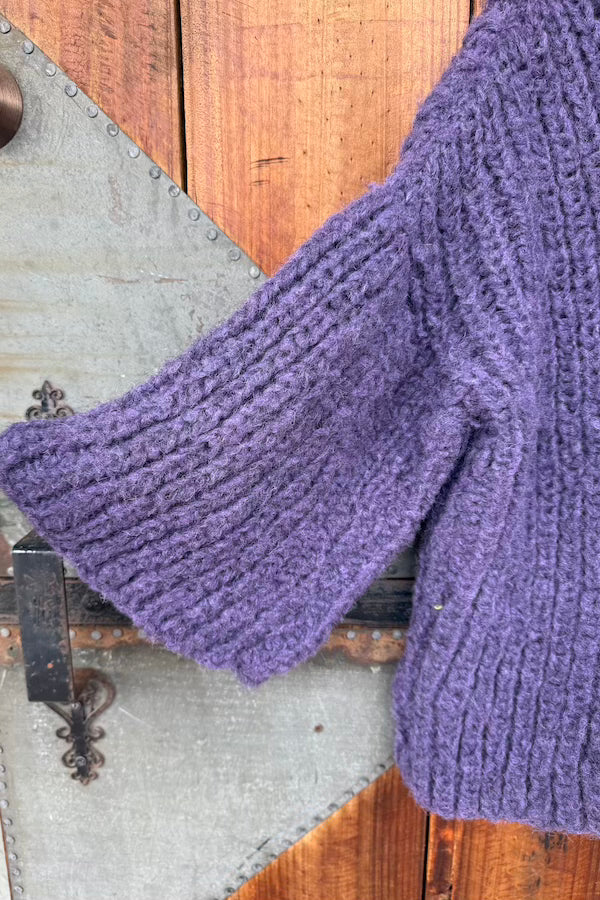 V-NECK KNIT ALPACA - PURPLE