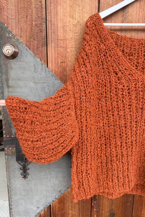 V-NECK KNIT ALPACA - RUST