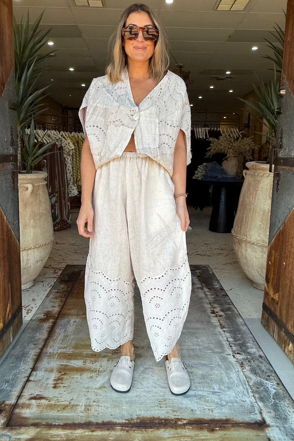 PEEK-A-BOO PANTS - ALABASTER