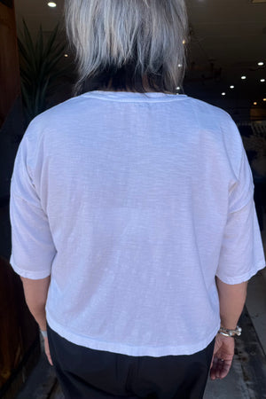 CROP BRIDGERTON SHIRT SLEEVE TEE - WHITE