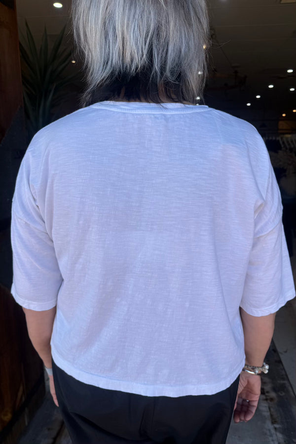 CROP BRIDGERTON SHIRT SLEEVE TEE - WHITE