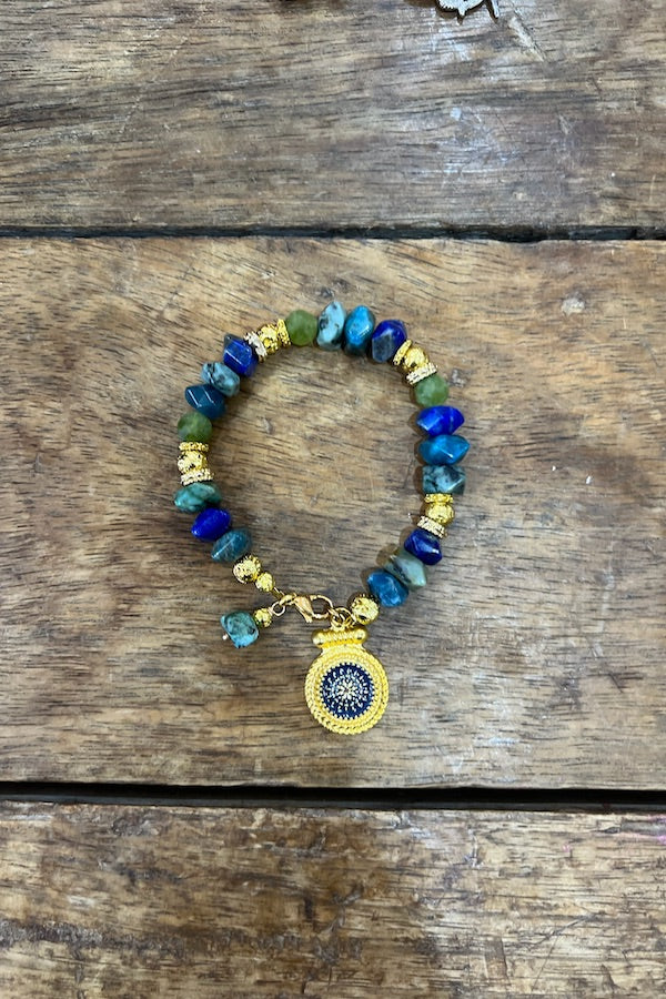 BRACELET - GREEN/BLUE CIRCLE CHARM