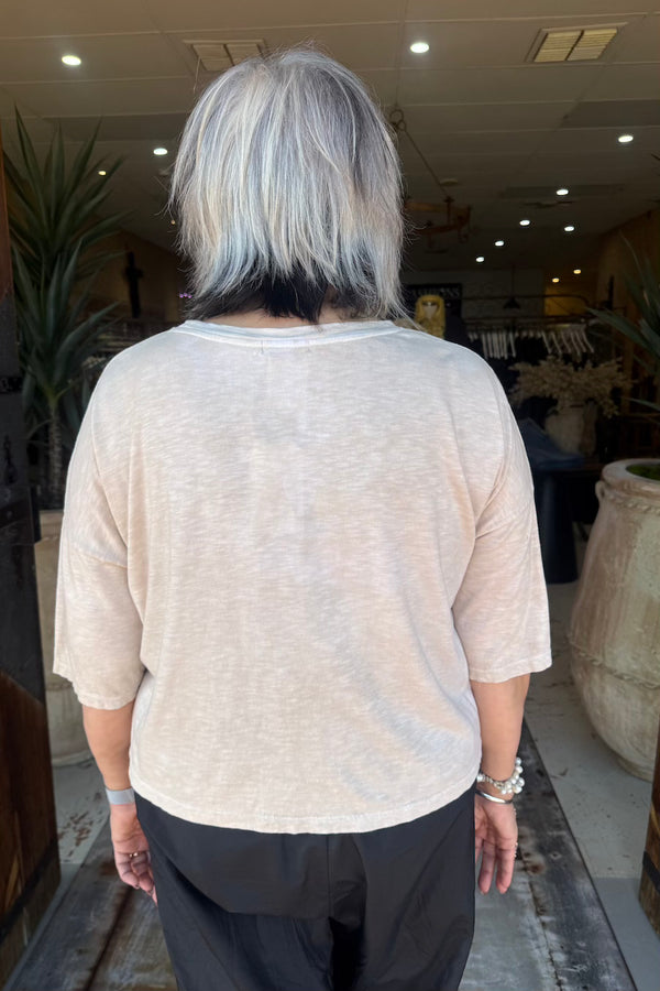 CROP BRIDGERTON SHIRT SLEEVE TEE - OAT