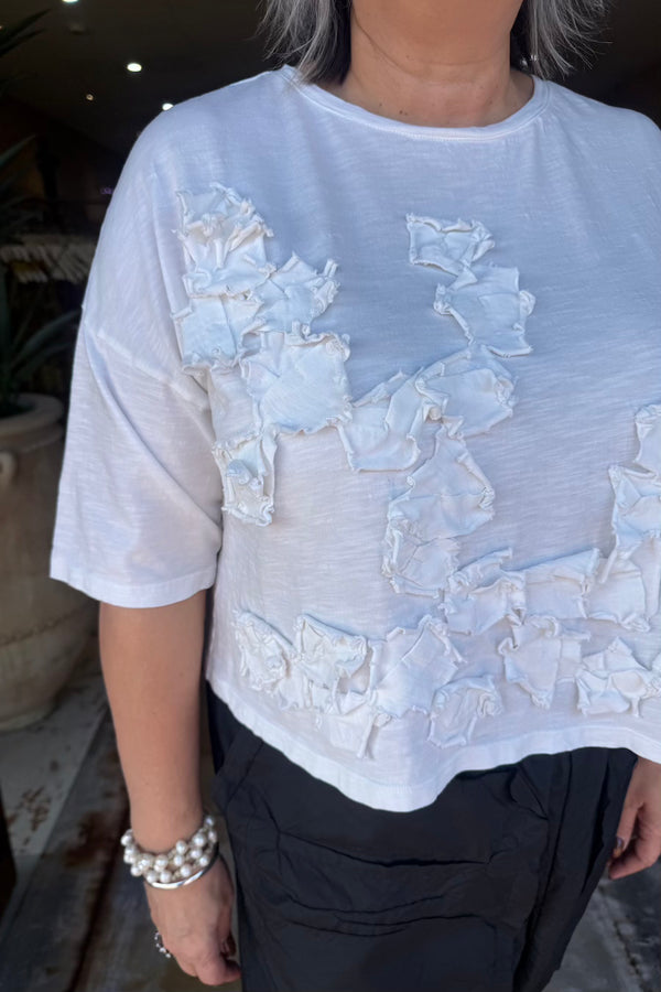 CROP ANEMONE T-SHIRT SHORT SLEEVE - CREAM
